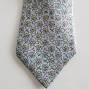 HERMES 7757 FA Floral Design Silk Tie